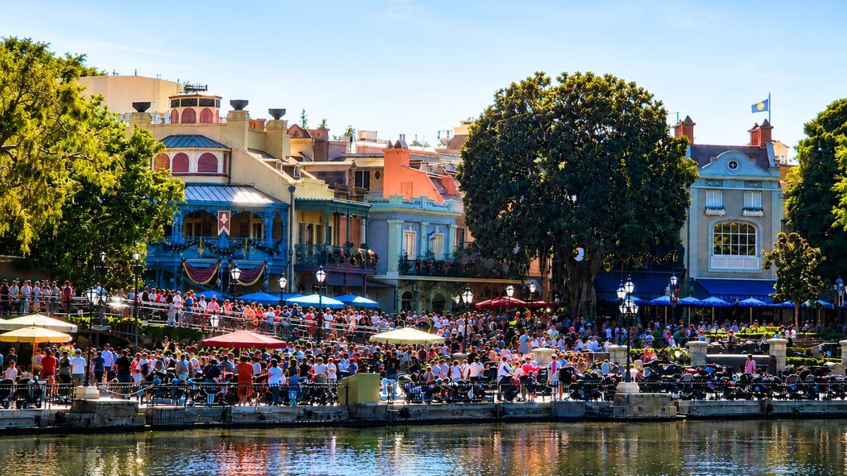 Crowds at Disney waterfront