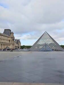 Louvre museum courtyard and pyramids