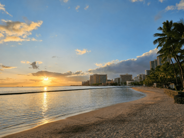 Sunset on Waikiki Beach Oahu Hawaii