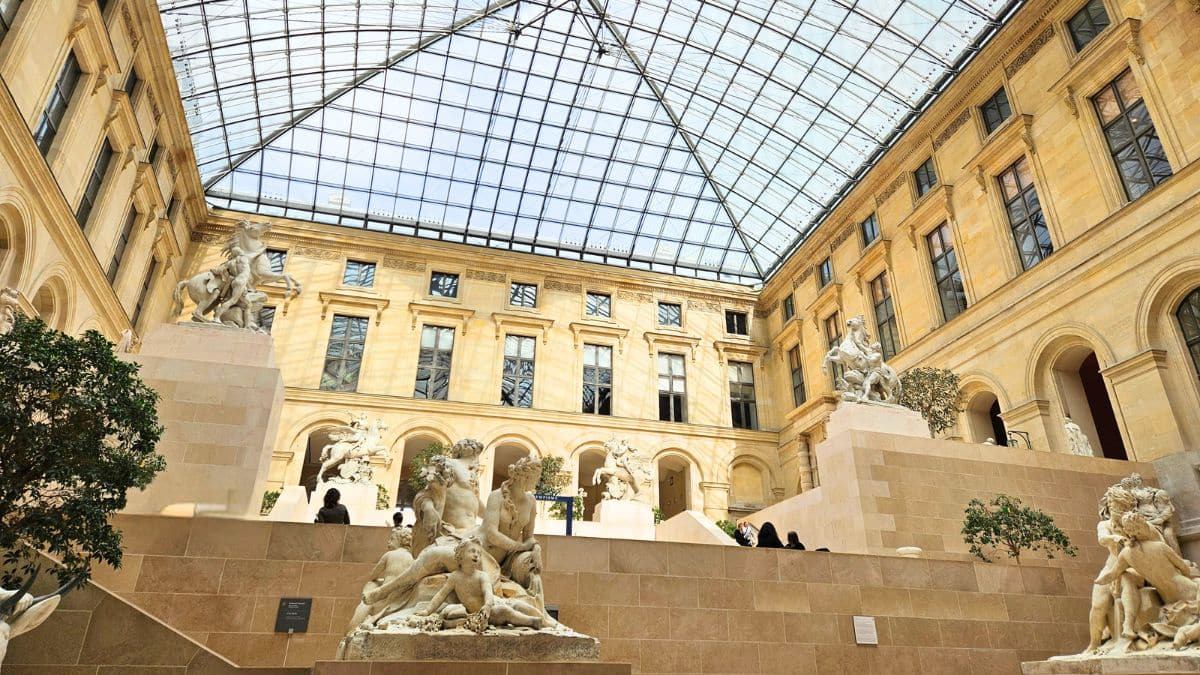 Louvre glass-roofed courtyard Cour Marly