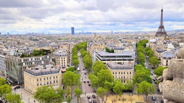 Paris favorites skyline view with Eiffel Tower from the Arc de Triomphe