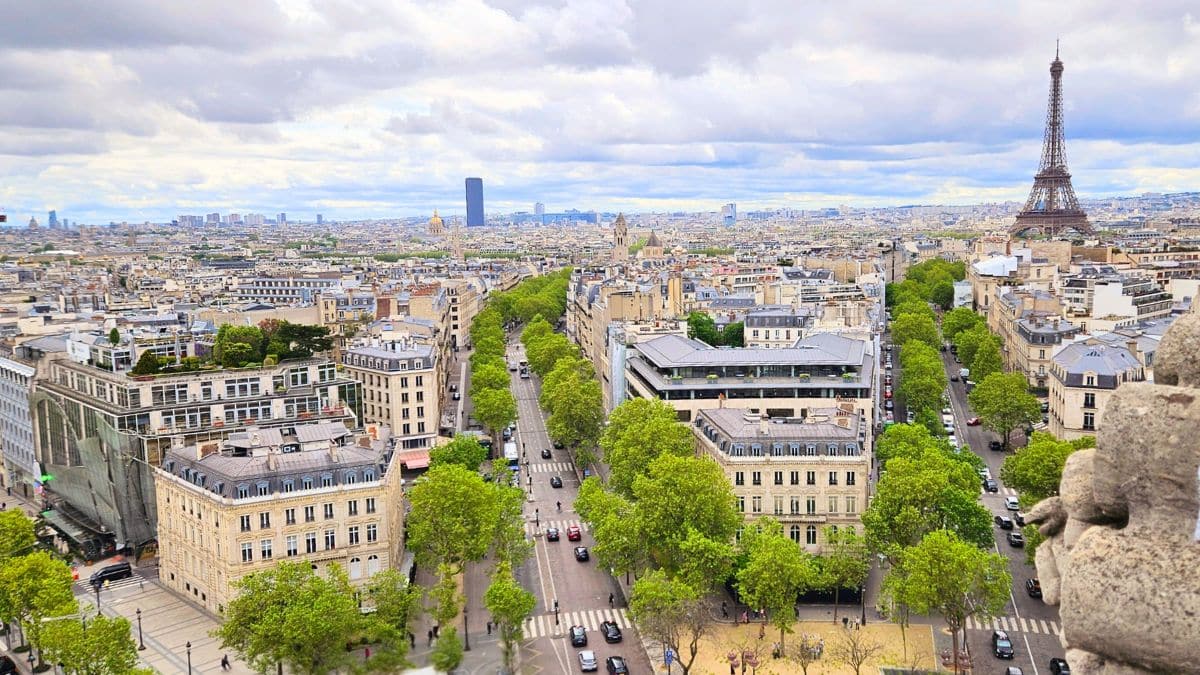 Paris favorites skyline view with Eiffel Tower from the Arc de Triomphe