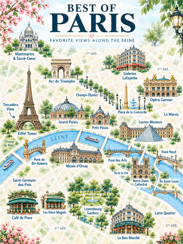 Best of Paris Map of favorite attractions near the Seine