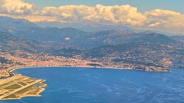 Long haul flight view of Nice France