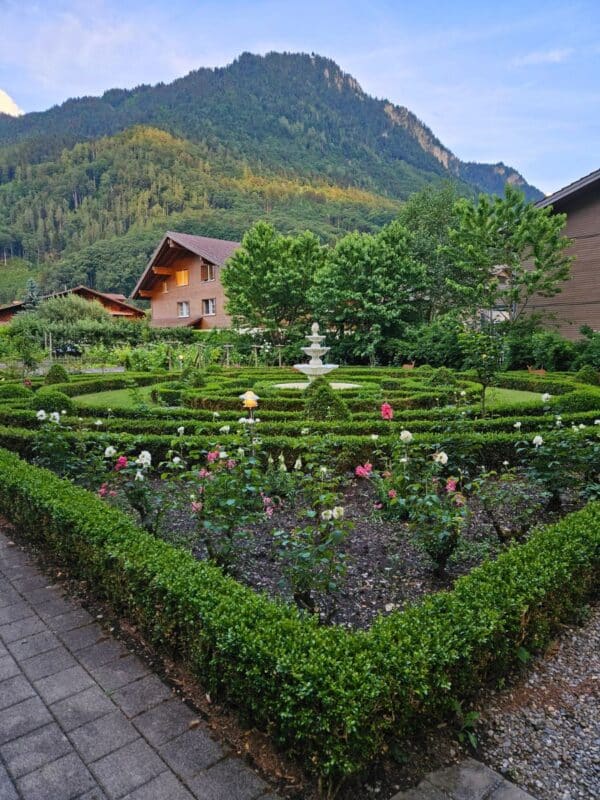 Alpenrose hotel garden view Switzerland
