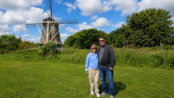 Couple in front of De Riekermolen Windmill Amsterdam