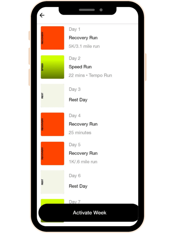 NRC app 5k TRAINING PLAN SCREENSHOT