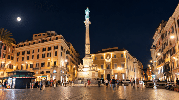 Rome Italy Piazza Mignanelli at night