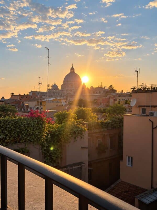 Rome rooftop bar view of St Peters from Hotel d'Inghilterra