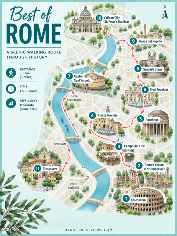 Rome scenic walking map