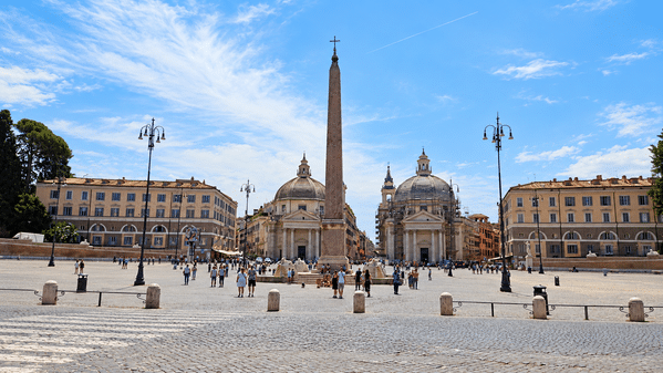 Piazza Popoli view and Caffe Rosati canopy